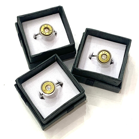 WILD BRASS- Adjustable Rings- Clear Swarovski Crystal