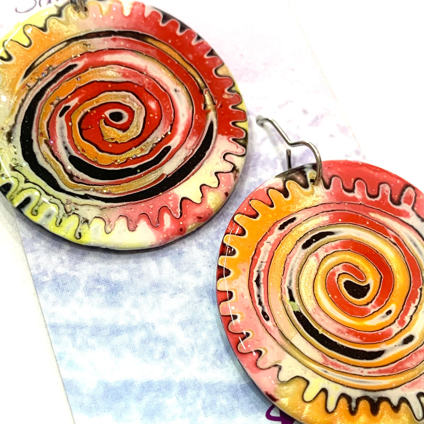 Sailvie Creations -Lava Spiral Circle Hook Dangle Earrings