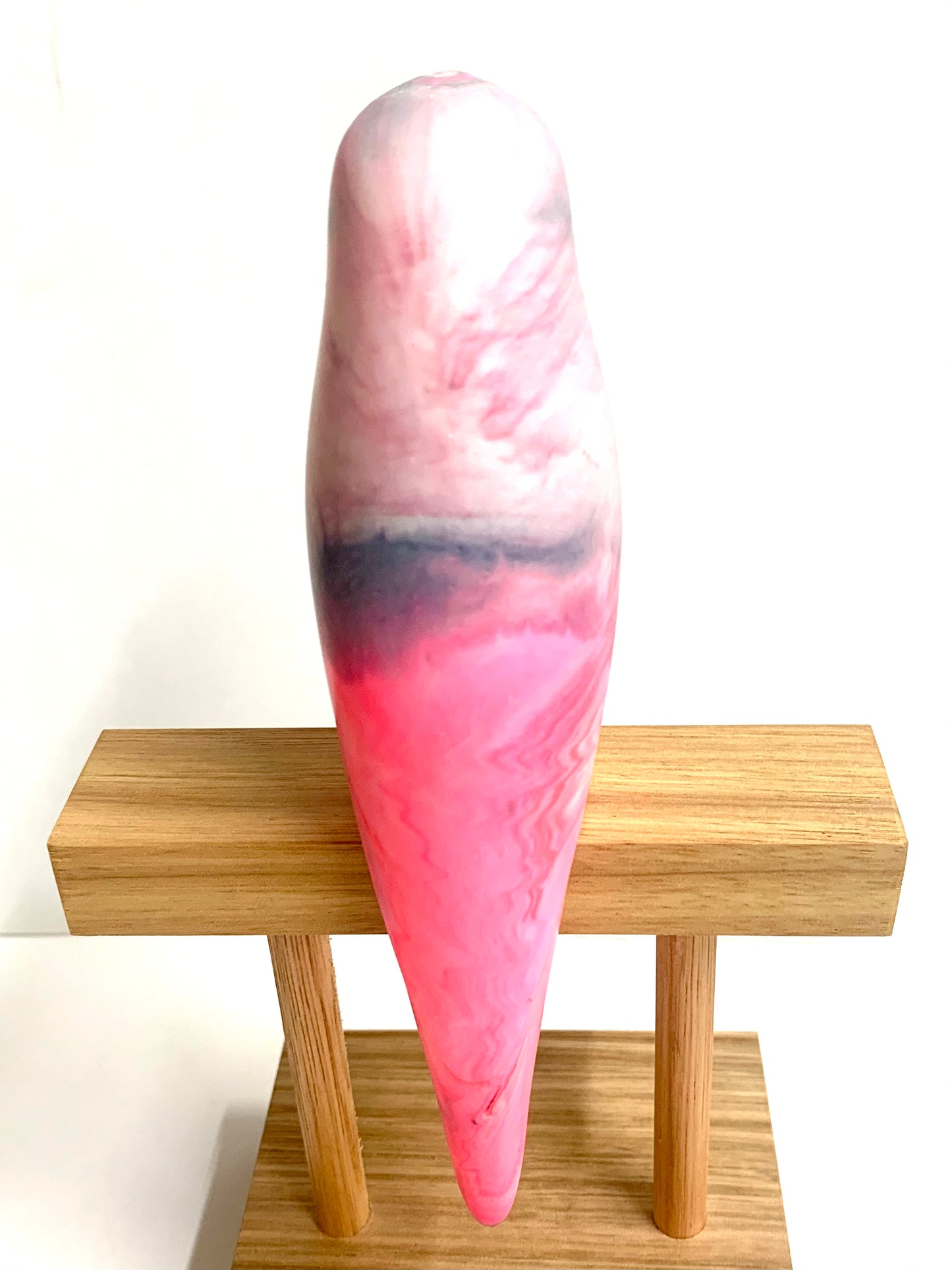 PETE CROMER - RESIN BUDGERIGAR #6 - Stormy Pink & Grey