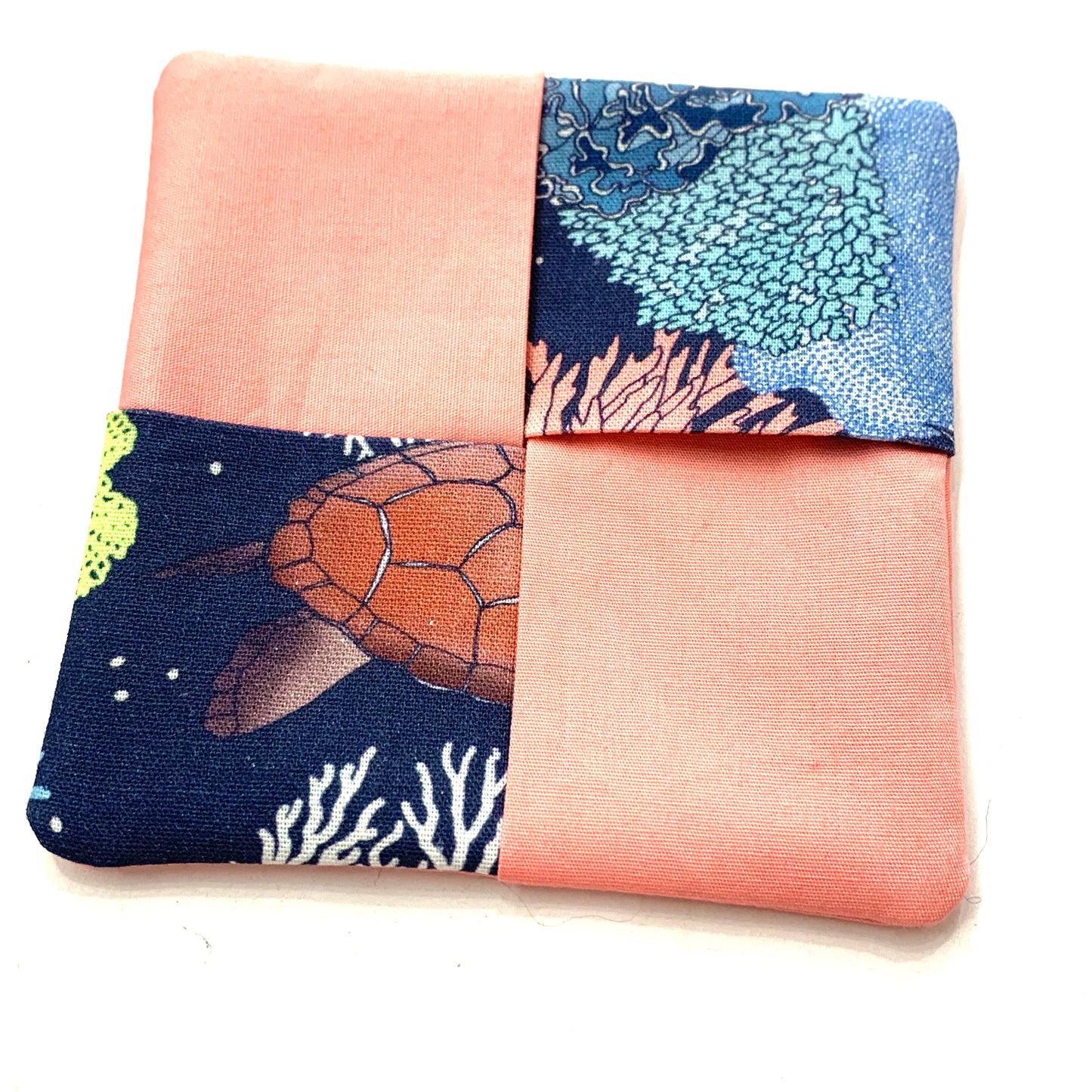 MAKIN' WHOOPEE- SINGLE WINE GLASS SLIPPER/COASTERS- Blue Reef & Peach