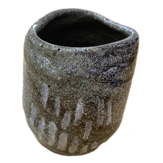 BELOVED POTTERY -Small Vase/Jug #3- Grey with White Dashes