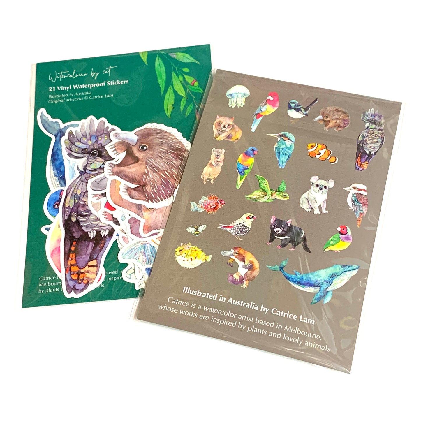 WATERCOLOURS BY CAT- Australian Animal Vinyl Sticker Pack