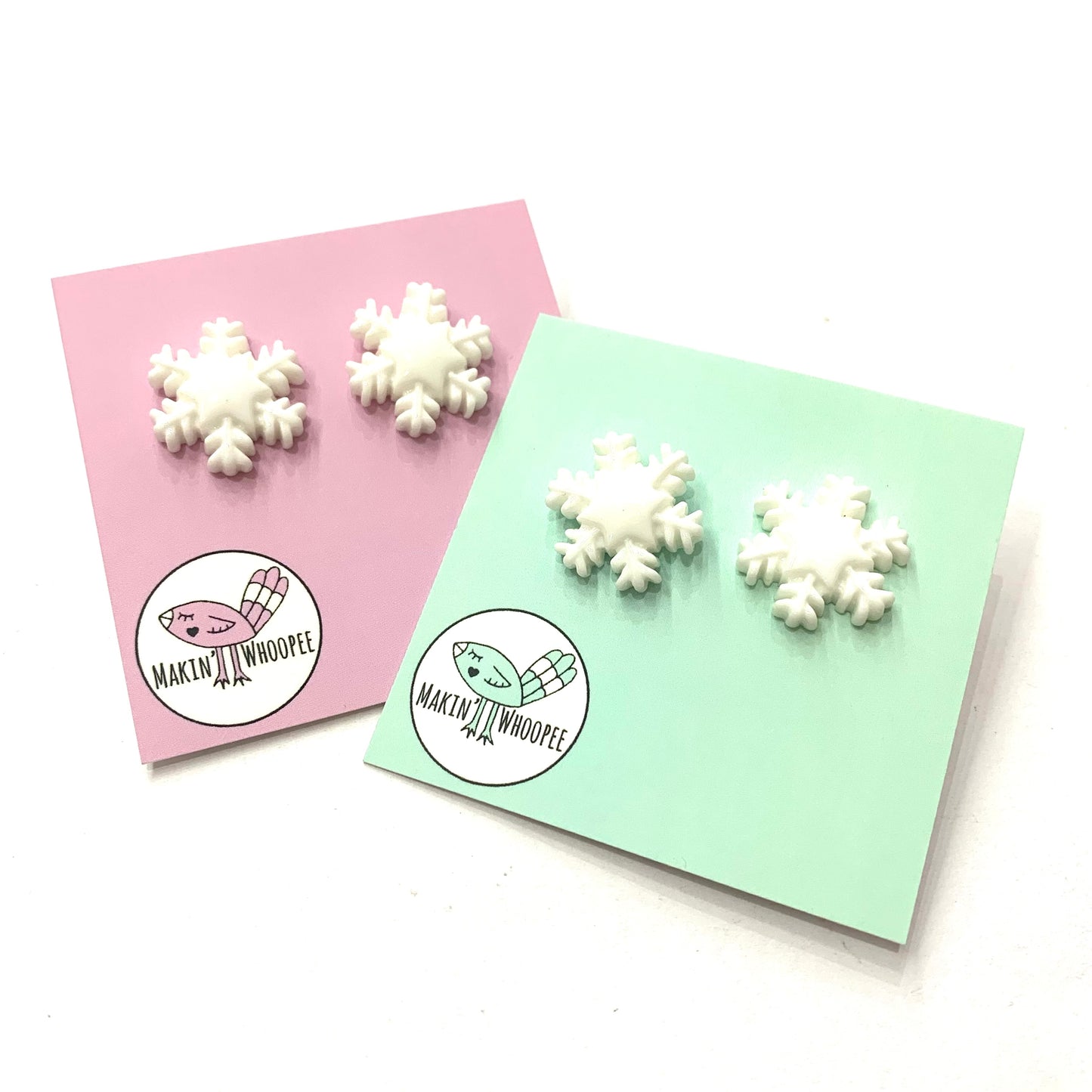 MAKIN' WHOOPEE - "Retro Snowflake" STATEMENT CHRISTMAS BUTTON STUDS