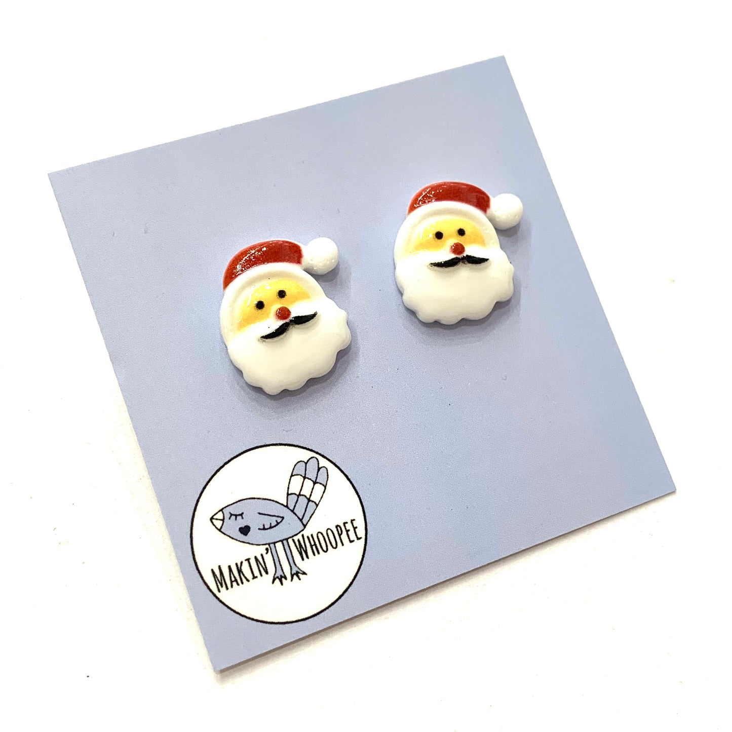 MAKIN' WHOOPEE - "Retro Santas" STATEMENT CHRISTMAS BUTTON STUDS