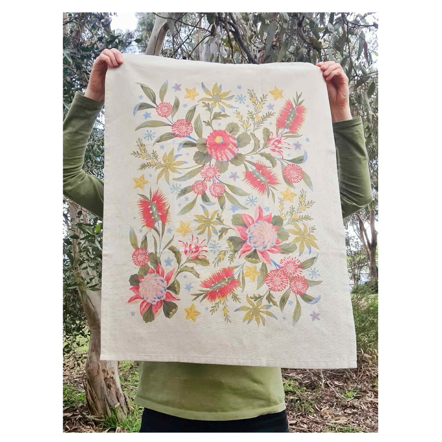EARTH GREETINGS- Christmas Flora- Tea Towel