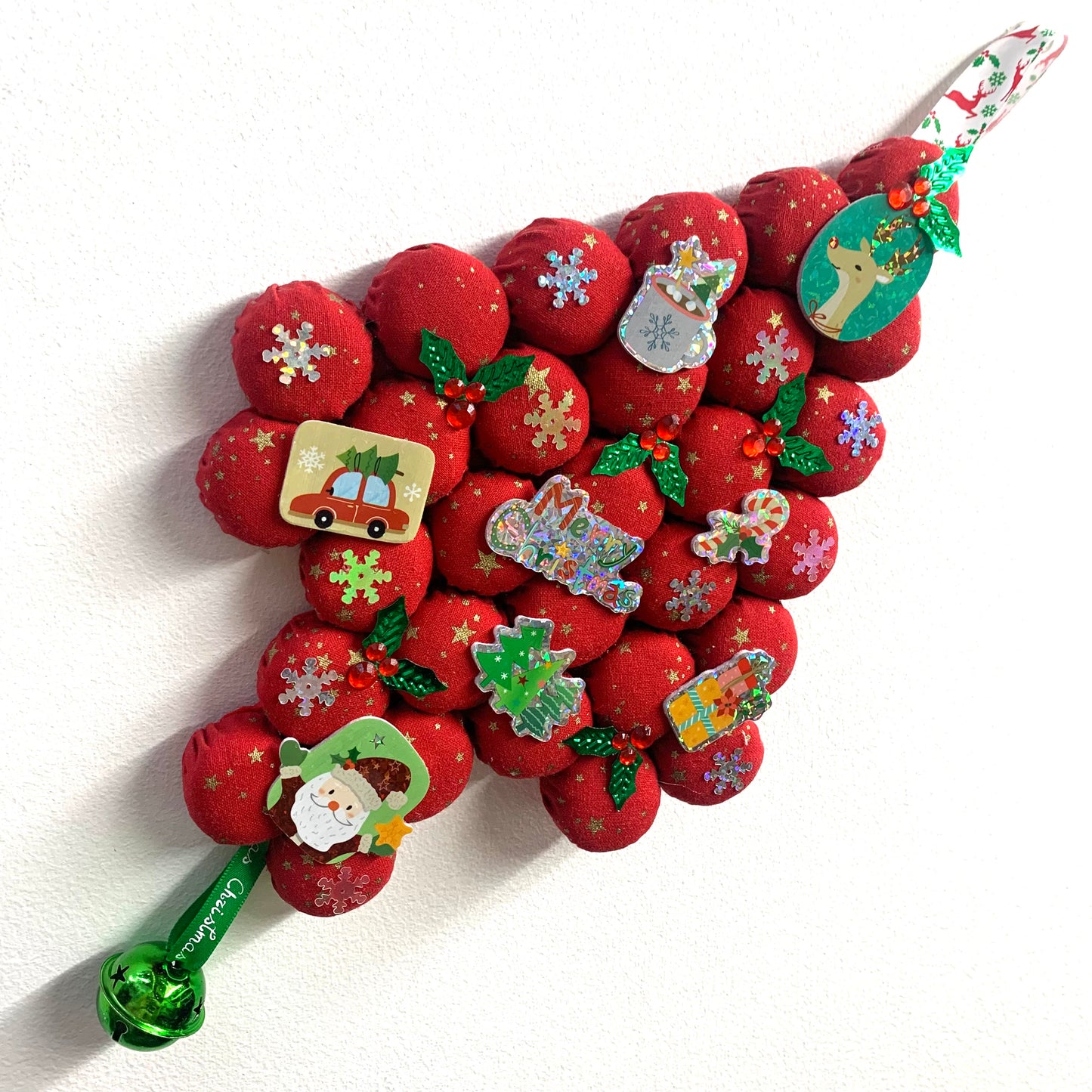 MAKIN' WHOOPEE- Small Bottle Top Christmas Tree Wall Hanging- Red Merry Christmas