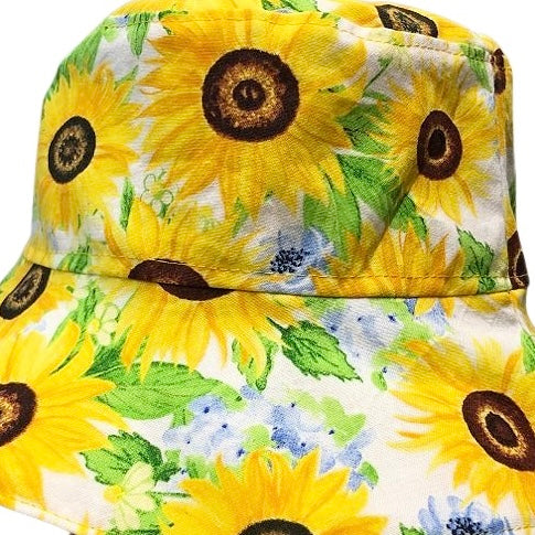 Teacups n Quilts - Sunflowers Fabric Hat- Kids Size Medium