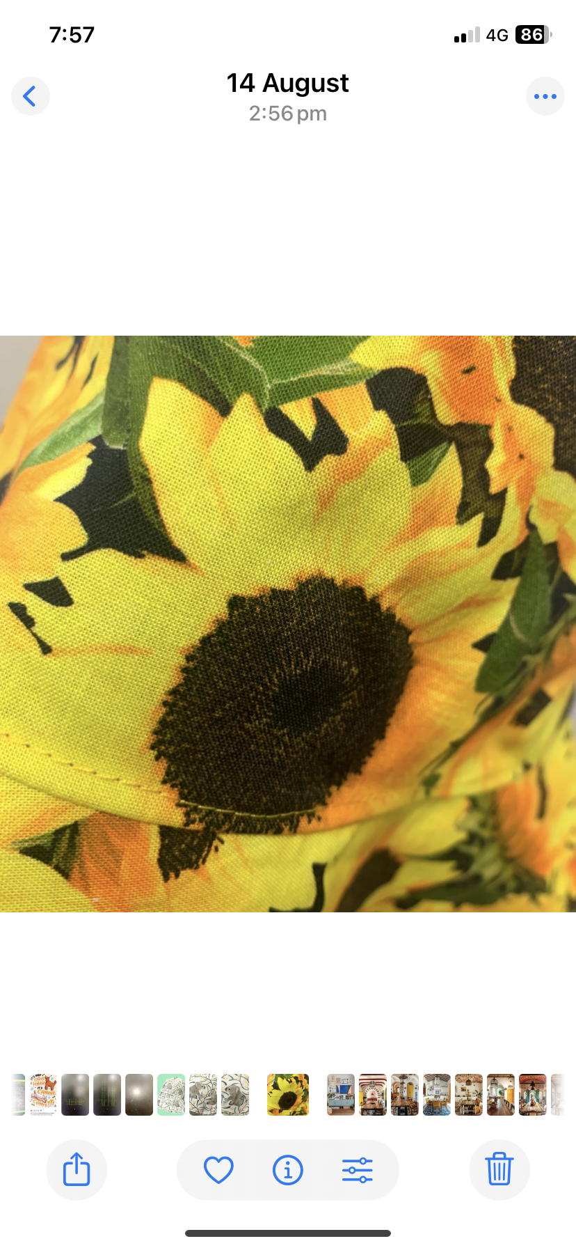 Teacups n Quilts- Sunflower Fabric Hat- Adult Size