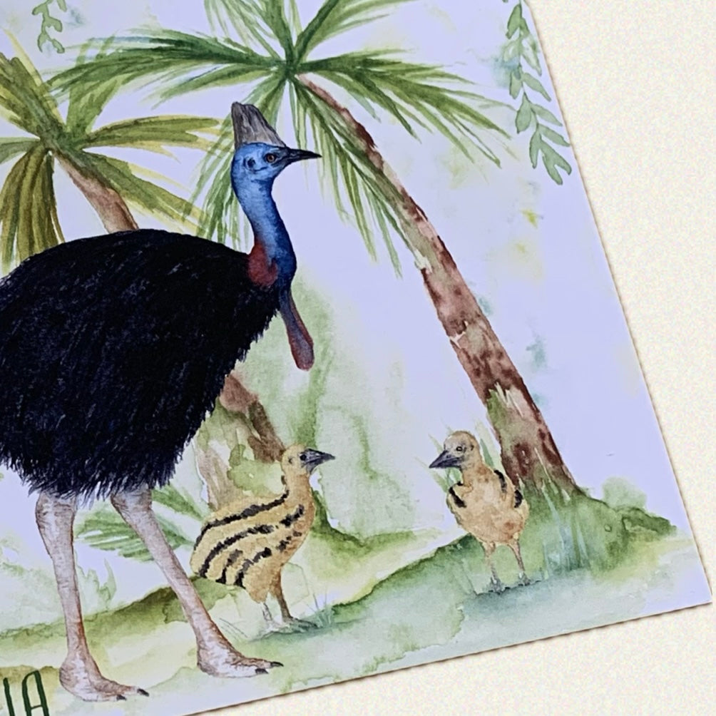 Shanna Trees Creations- Cassowary & Chicks Postcard