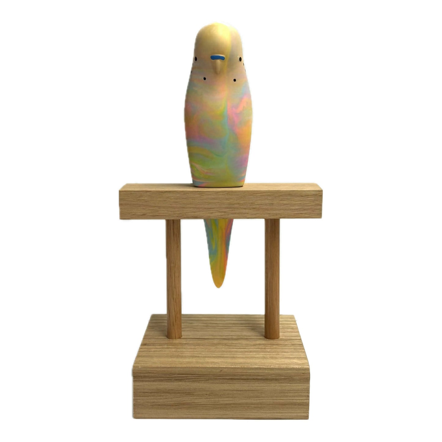 PETE CROMER - RESIN BUDGERIGAR #4 - Gelato Pink, Purple, Orange, Blue Swirl