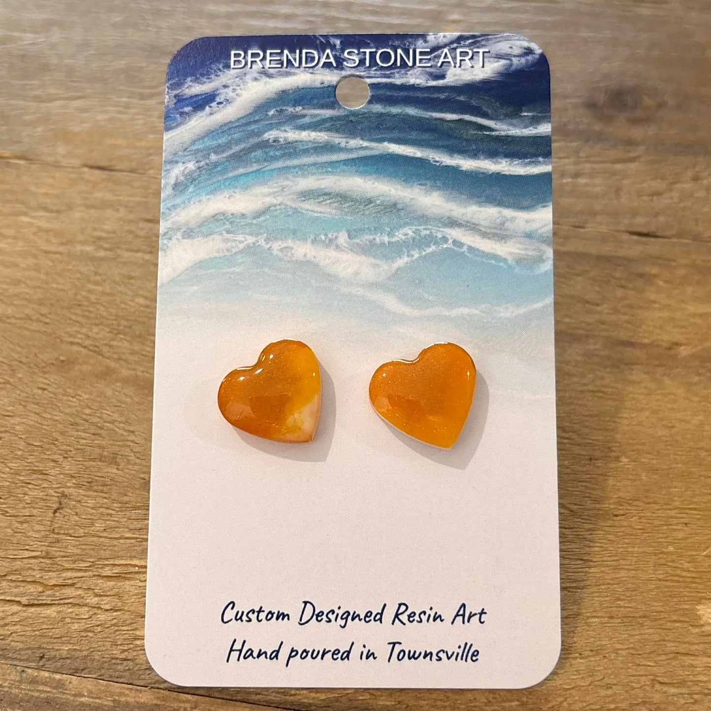 BRENDA STONE ART - Ocean Heart Stud Earrings 3