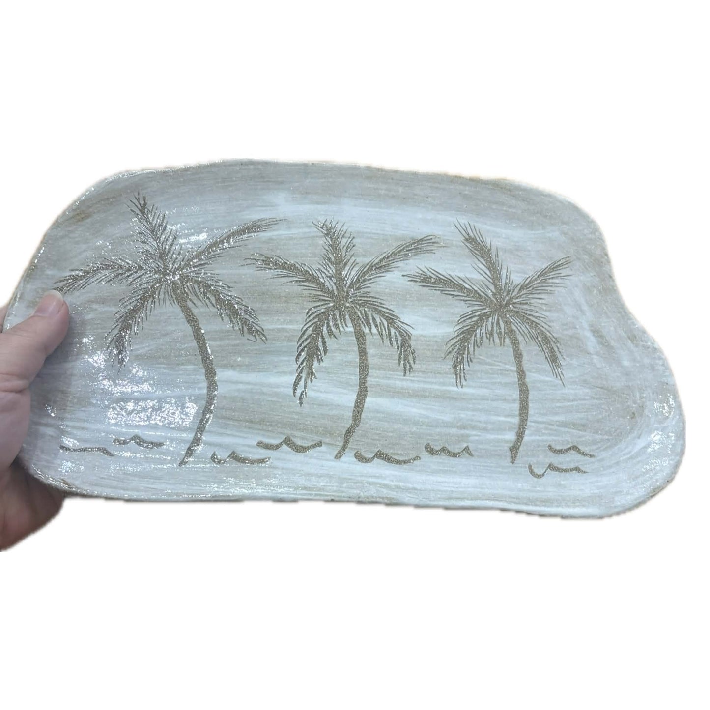EARTH BY HAND- Hand Built "Palm Tree" Platter
