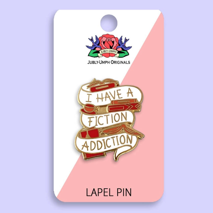 JUBLY-UMPH - "FICTION ADDICTION" Book LoverLAPEL PIN