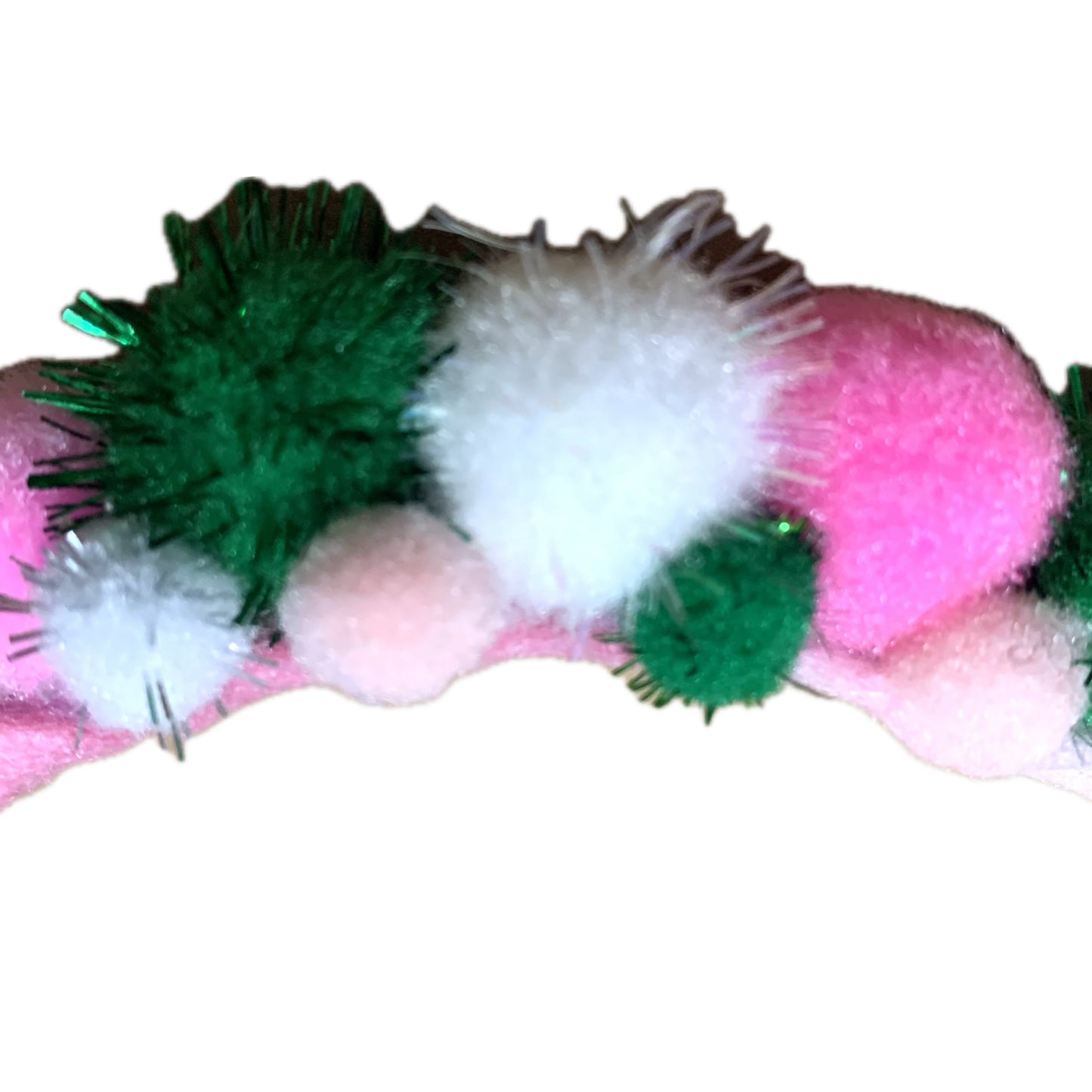 THIS BIRD HAS FLOWN- "PINK, WHITE & GREEN ANTLER HEADBAND" MEDIUM CHRISTMAS HEADBAND