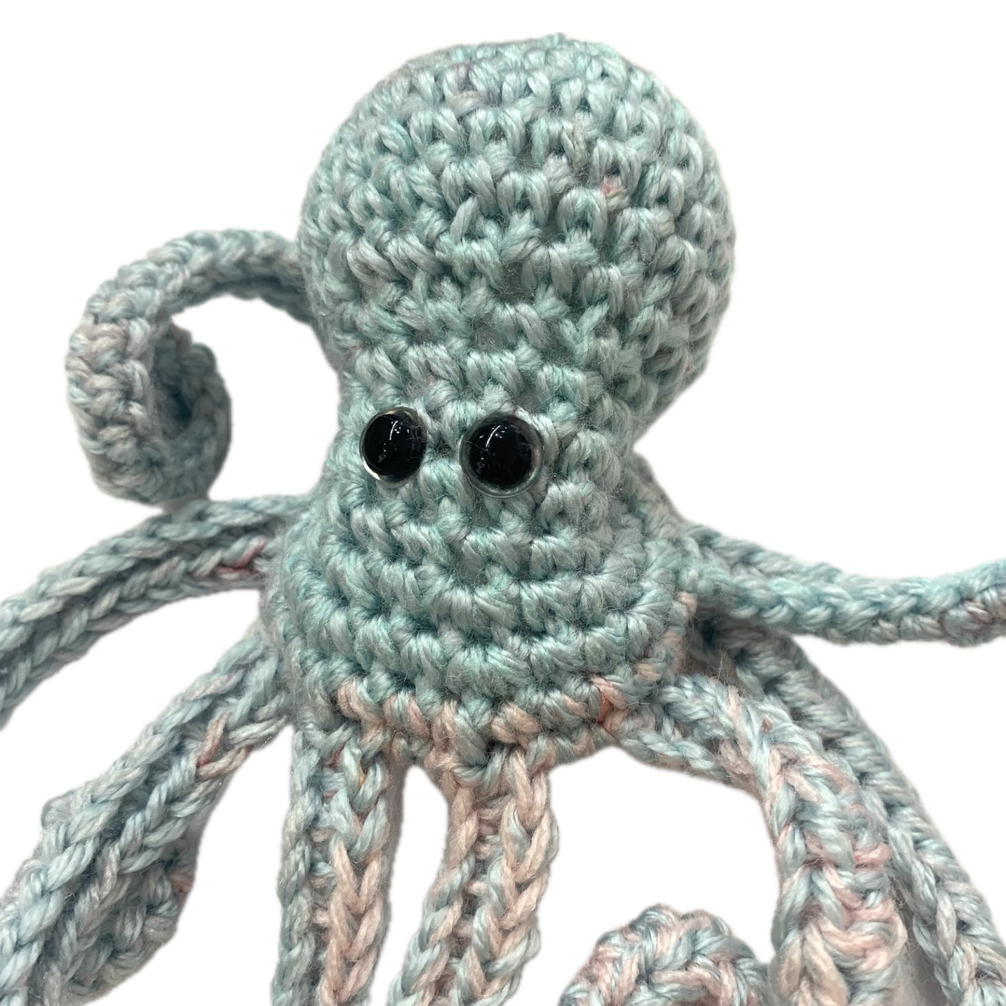 BEAKNITS- CROCHETED OCTOPUS - Pale Blue with Pink