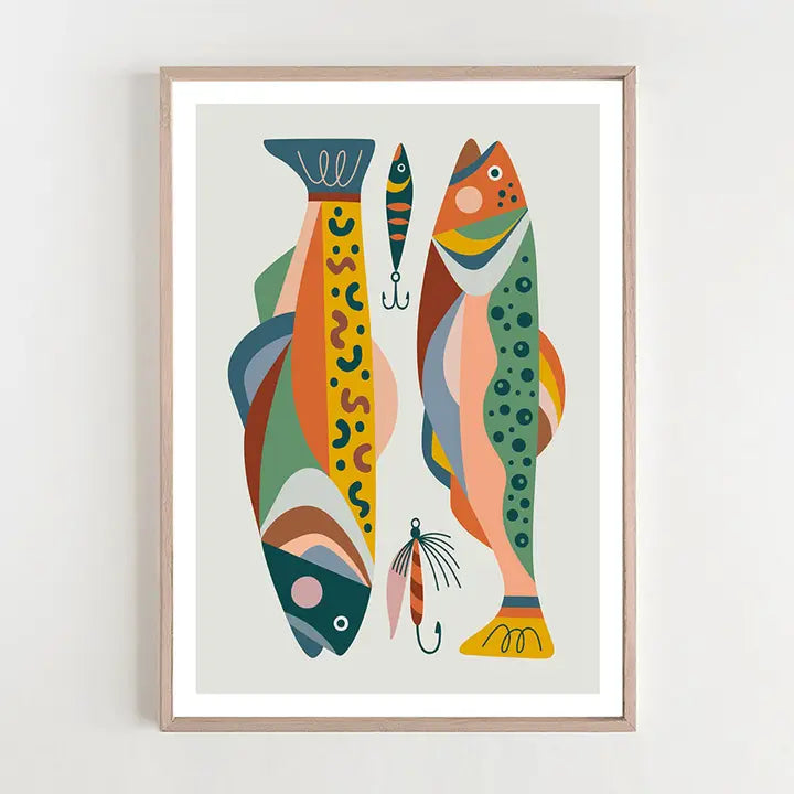3 BIRDIES STUDIO- "Fishing" A4 Art Print