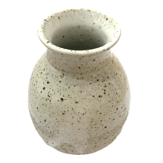 EARTH BY HAND- Small Dribble Vases- White #1- Wide Neck
