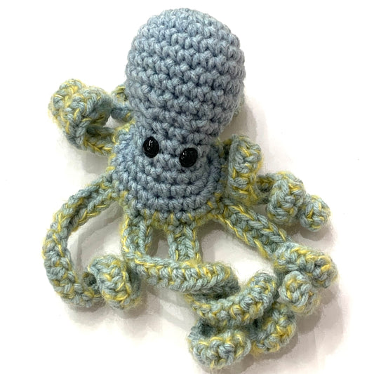 BEAKNITS- CROCHETED OCTOPUS - Blue with Yellow