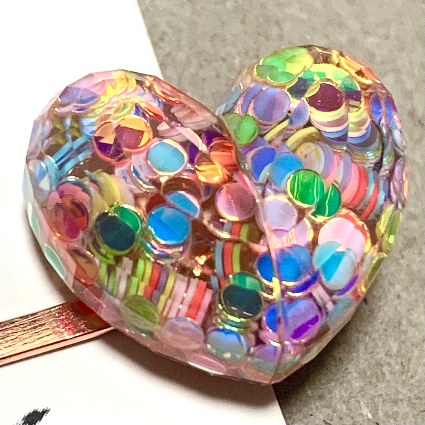 THIS BIRD HAS FLOWN - Rainbow Glitter Hearts Hairclips