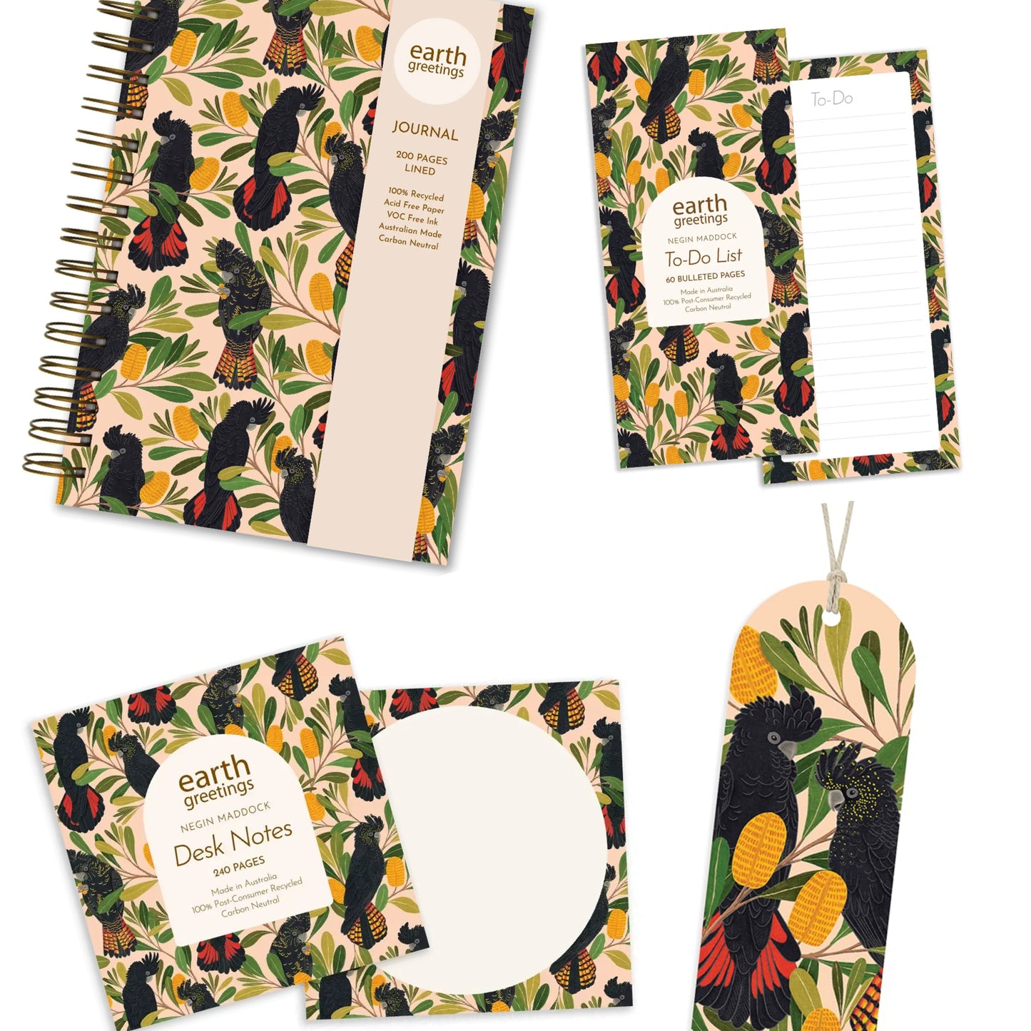 EARTH GREETINGS- Cockatoos & Banksia- Bookmark