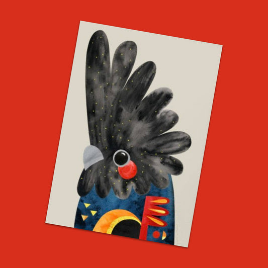 PETE CROMER - BLACK COCKATOO A4 FINE ART PRINT