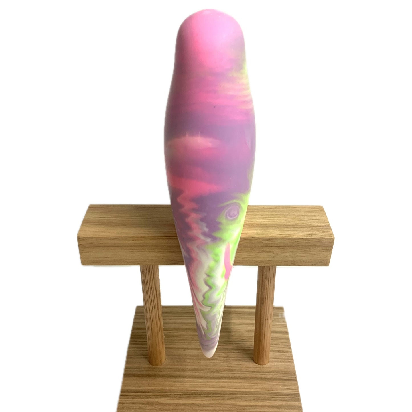 PETE CROMER - RESIN BUDGERIGAR #4 - Gelato Lime Green, Purple & Pink Swirl