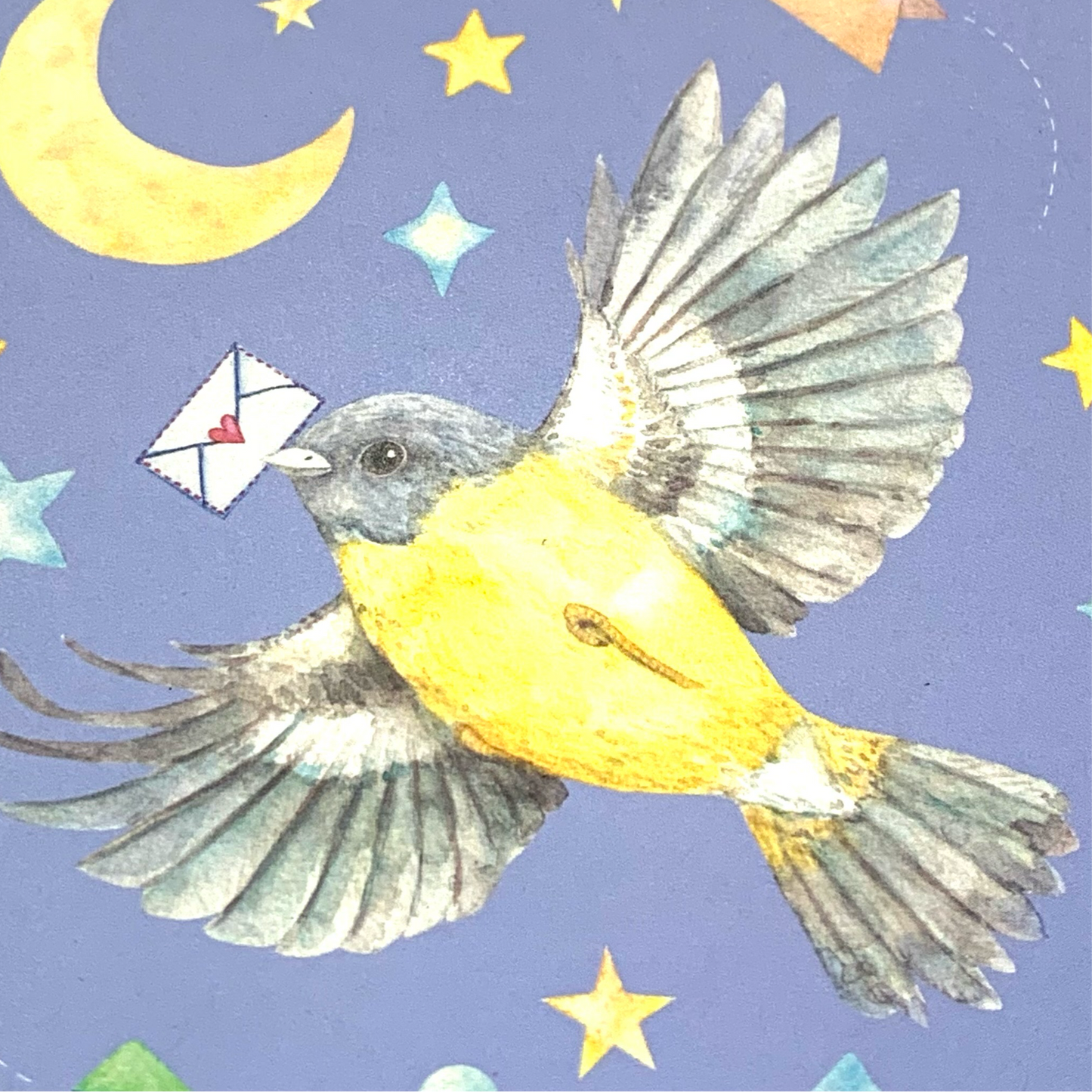 WATERCOLOURS BY CAT- Sending Love Greeting Card- Bird & Paper Planes