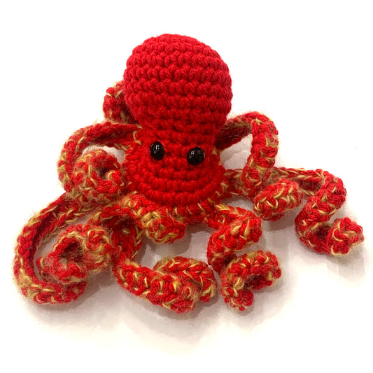 BEAKNITS- CROCHETED OCTOPUS - Red with Yellow