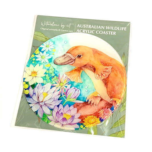 WATERCOLOURS BY CAT- Platypus- Australian Animal Art Coaster
