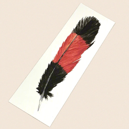 Shanna Trees Creations- "Cockatoo Feather: Red" Bookmark- White Paper