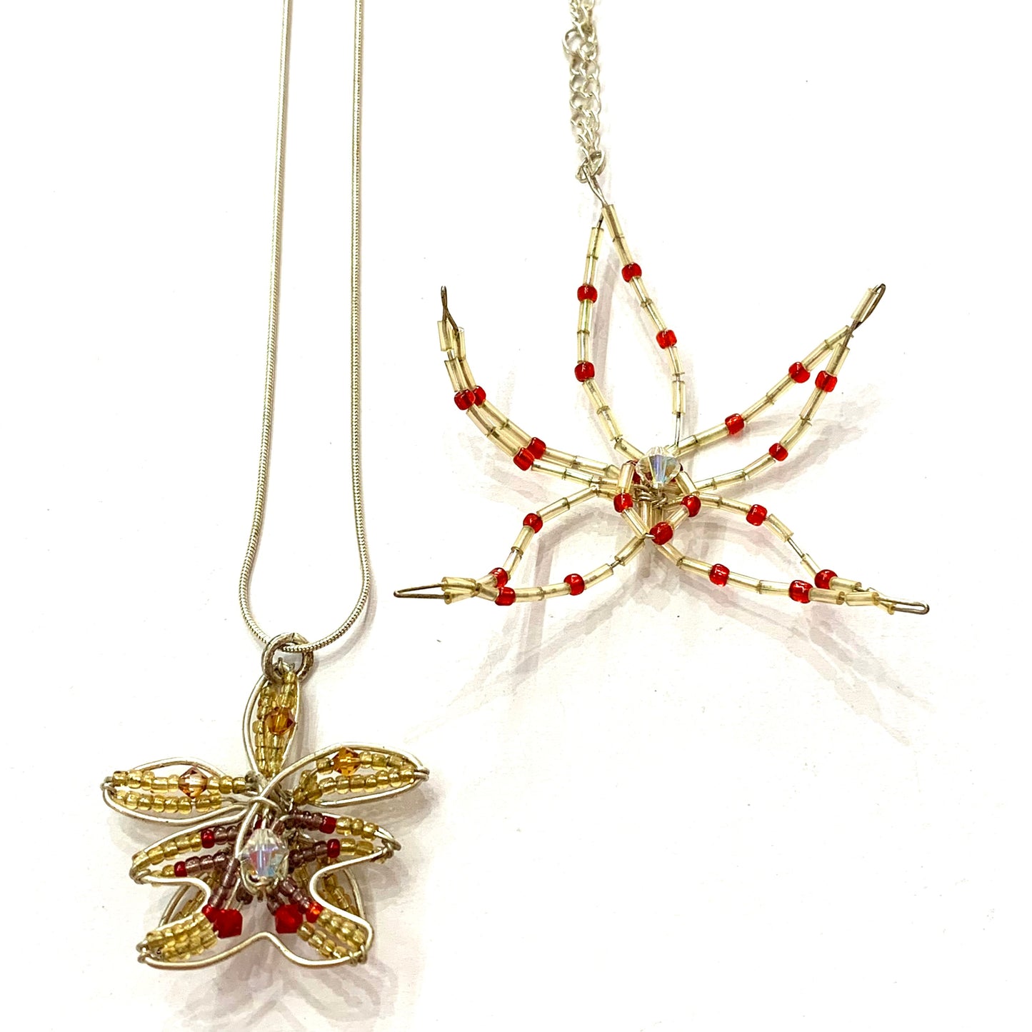 CARLEY CLARKE-RUSHTON - Gold & Red Orchid Necklace