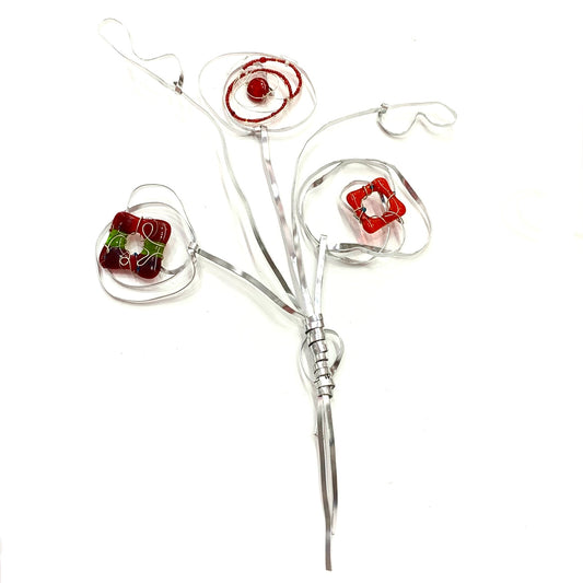 CARLEY CLARKE-RUSHTON - "Abstract Flowers #1" Wire Wall Hanging/Sculpture