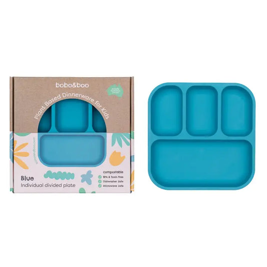BOBO & BOO- Single Plant-Based Bento-Style Divided Plates - Blue