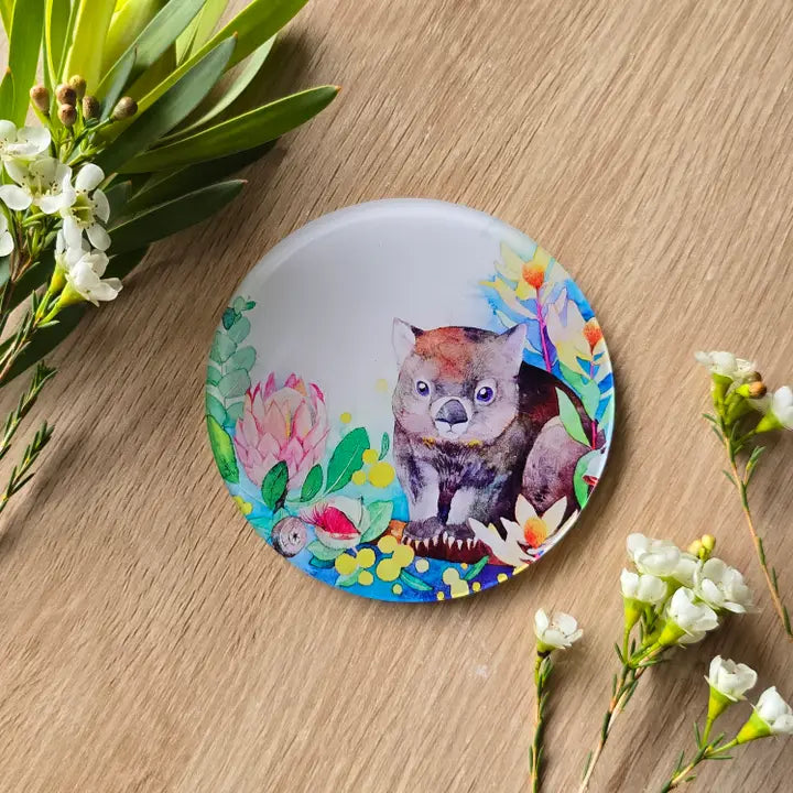 WATERCOLOURS BY CAT- Wombat- Australian Animal Art Coaster