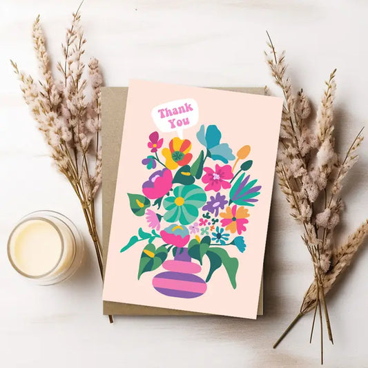 3 BIRDIES STUDIO- "Thank You Flowers"- Greeting Card