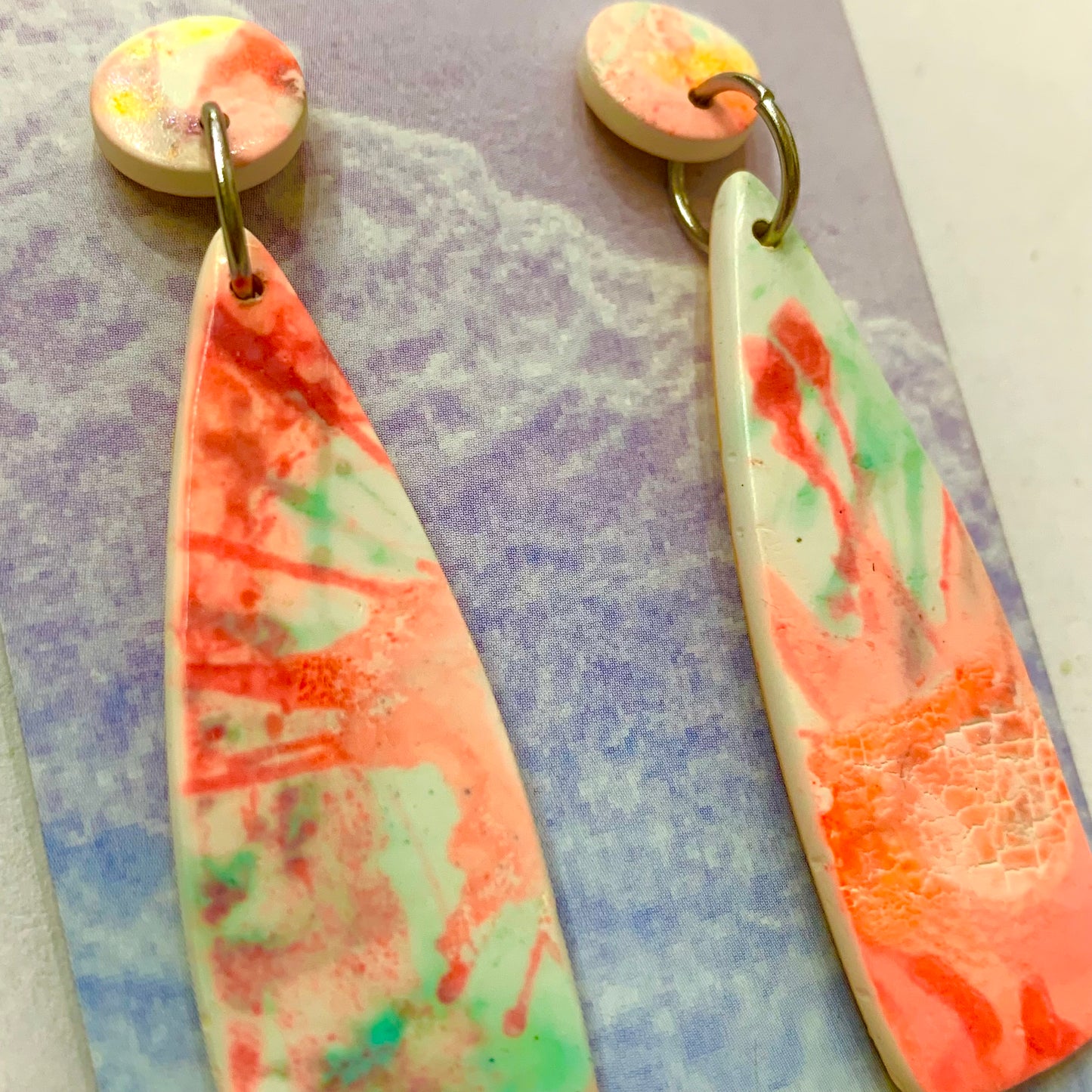 Sailvie Creations - Neon Splash Stud Top Dangle Earrings