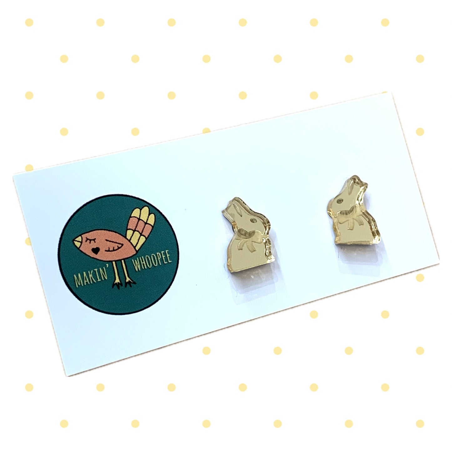 MAKIN' WHOOPEE - Gold Wrapped Chocolate Bunny Studs