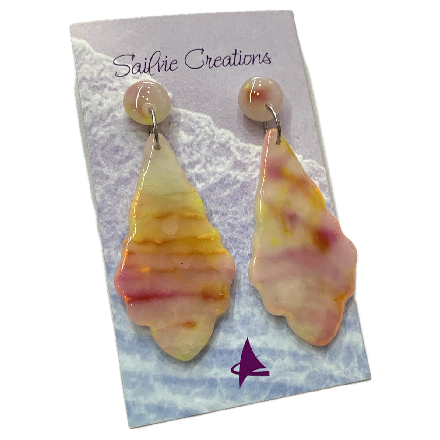 Sailvie Creations - Pastel Translucent Scalloped Stud Dangle Earrings