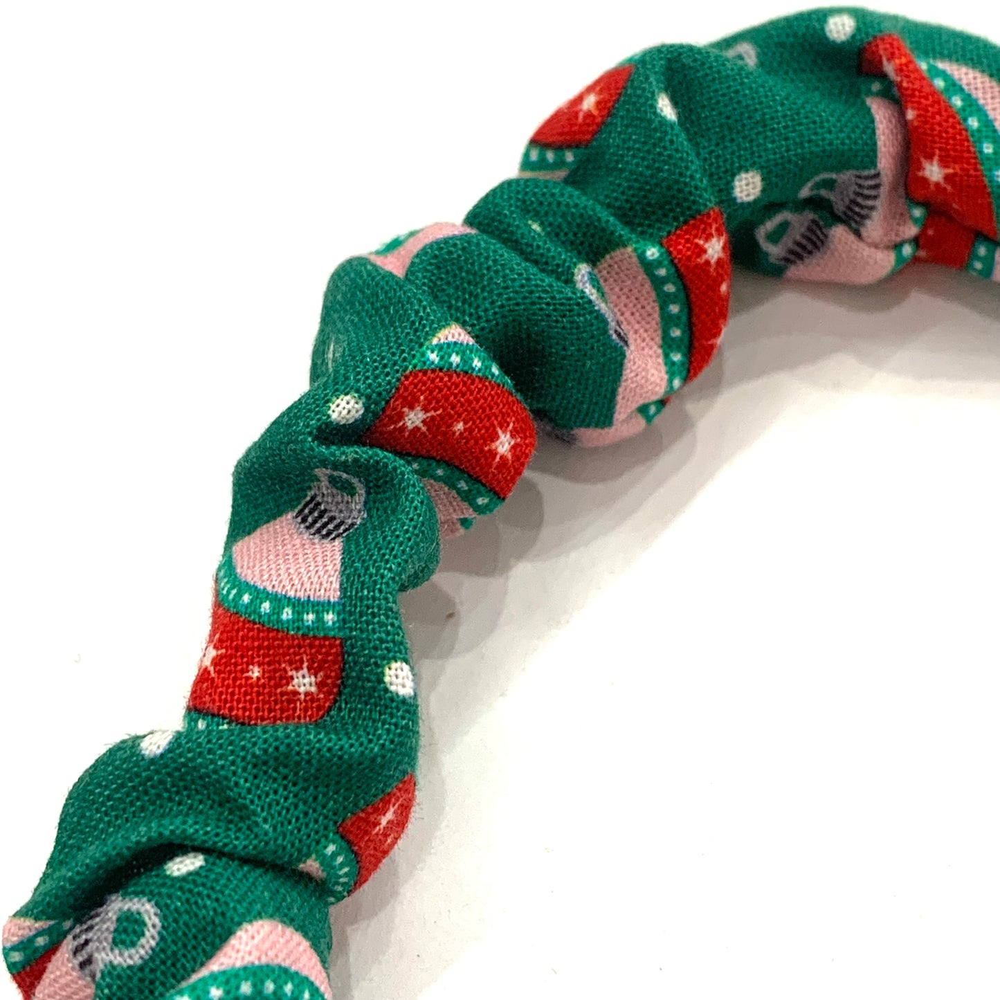 THIS BIRD HAS FLOWN - SMALL CHRISTMAS SCRUNCHIE HEADBANDS- Pretty Baubles in Green