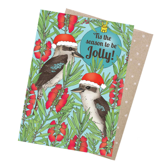 EARTH GREETINGS- Jolly Kookaburras - Christmas Greeting Card - Victoria McGrane