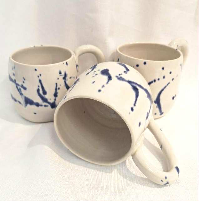 EARTH BY HAND- Hand Painted Blue Splash Mugs