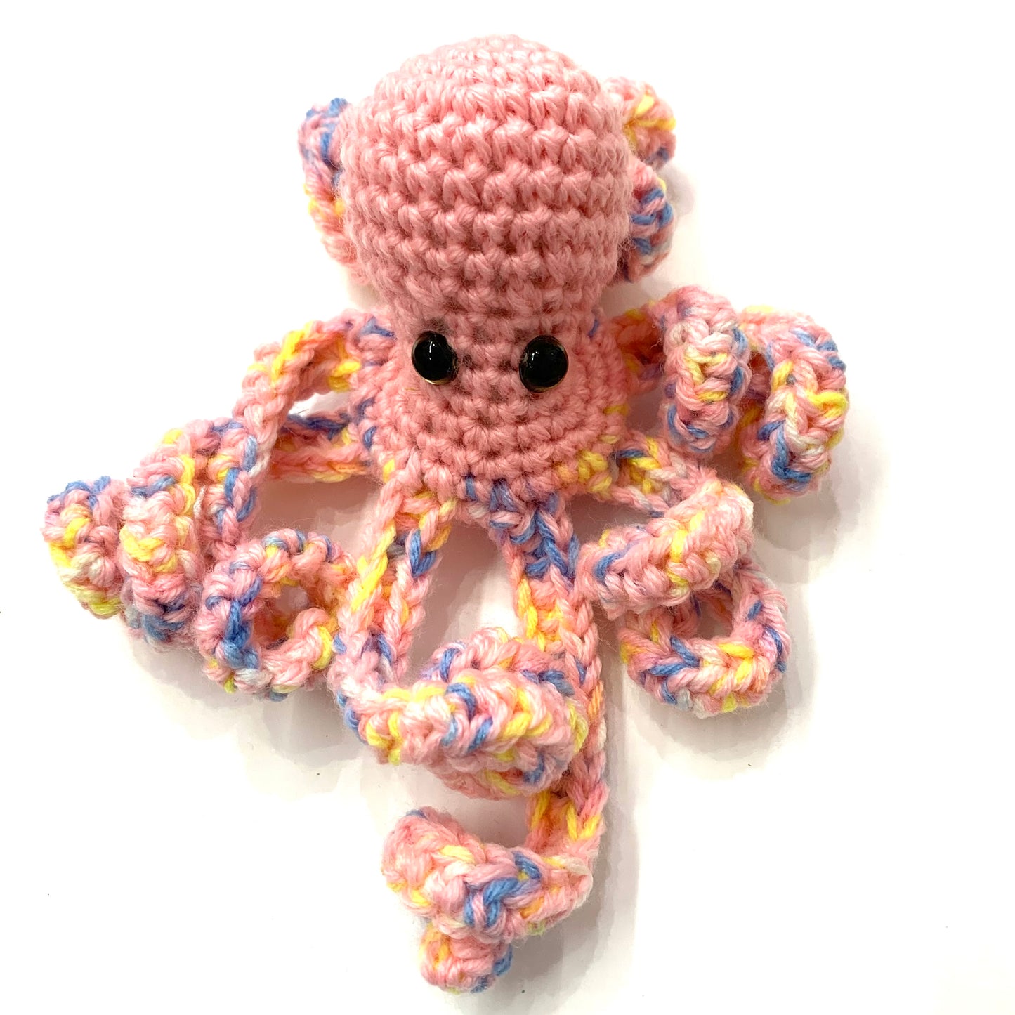 BEAKNITS- CROCHETED OCTOPUS - Light Pink & Colourful Tentacles