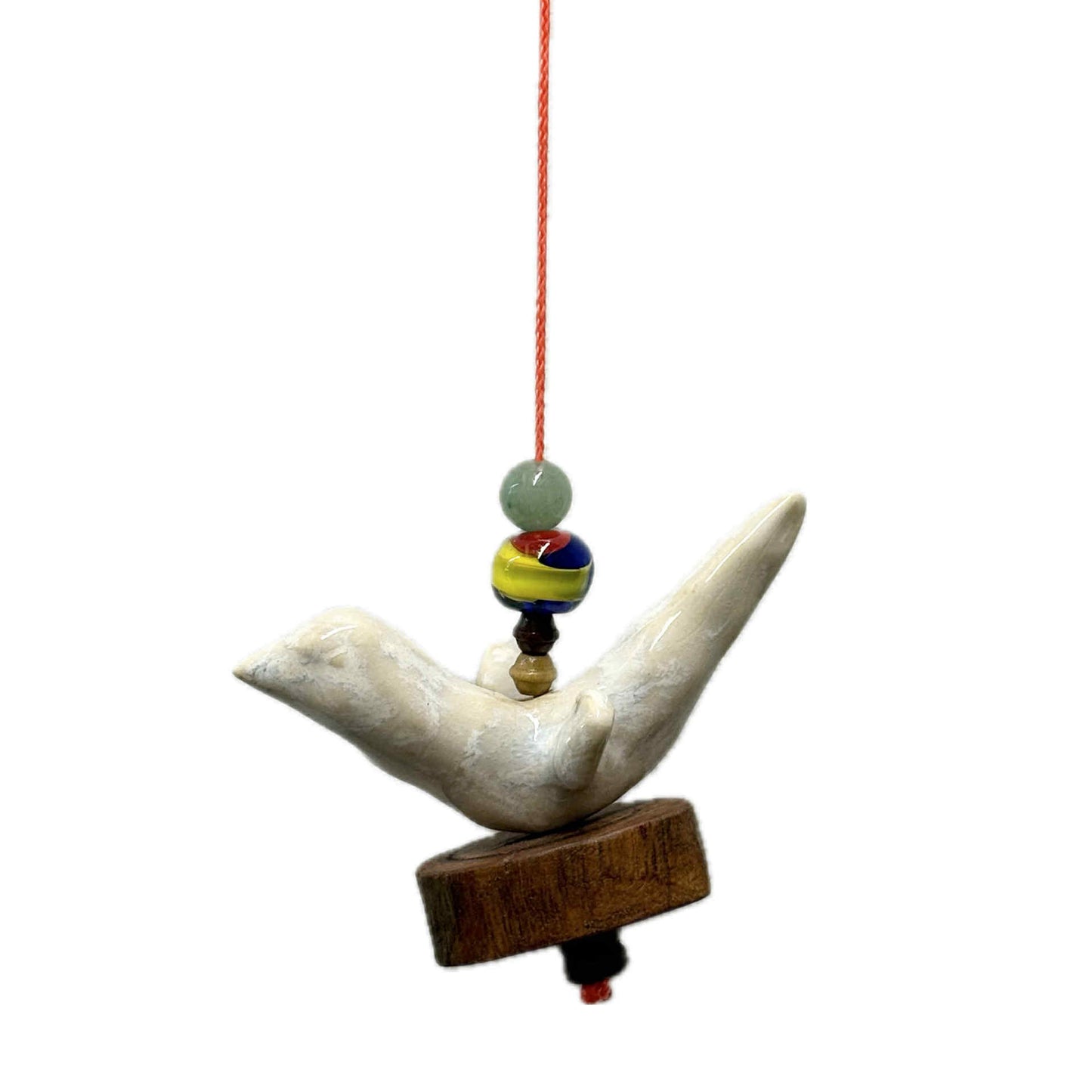 INSPIRED BY NATURE - Ceramic Bird Hanger – Rainbow Beads on Queensland Maple