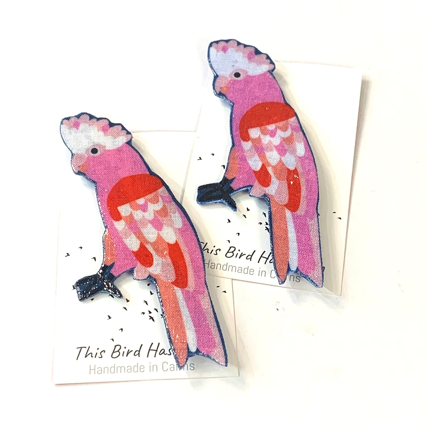 THIS BIRD HAS FLOWN- Fabric Remnant Brooches- Proust Galah