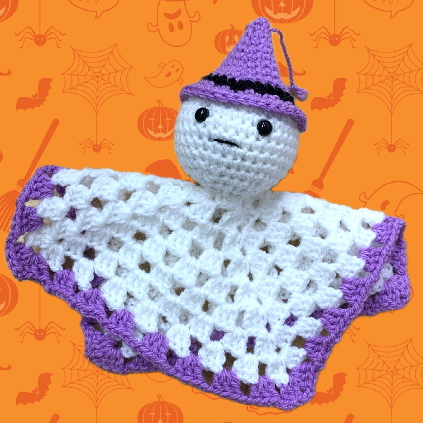 BEAKNITS- "HANGING PURPLE GHOST"- CROCHETED HALLOWEEN DECORATION