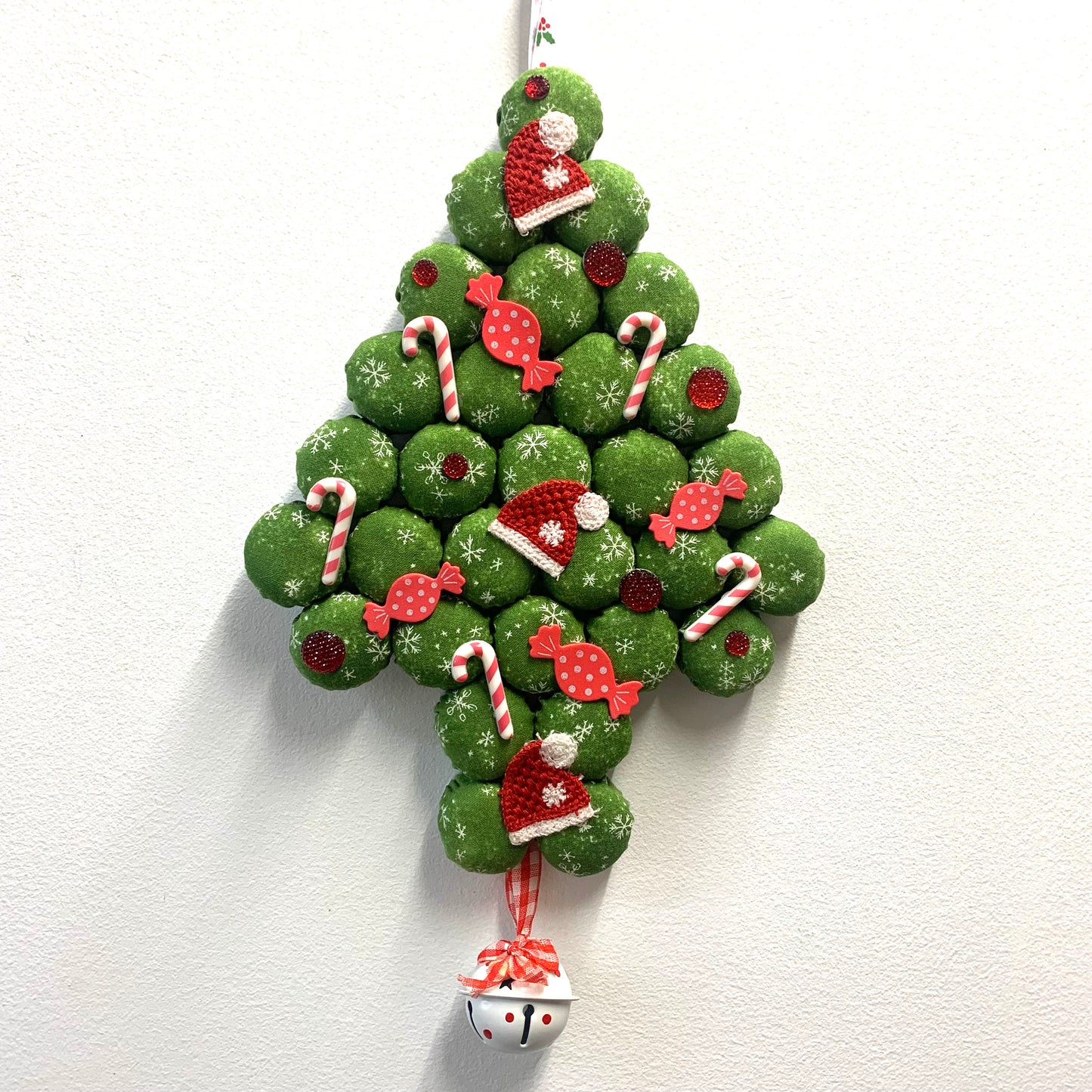 MAKIN' WHOOPEE- Small Bottle Top Christmas Tree Wall Hanging- Christmas Sweets on Green