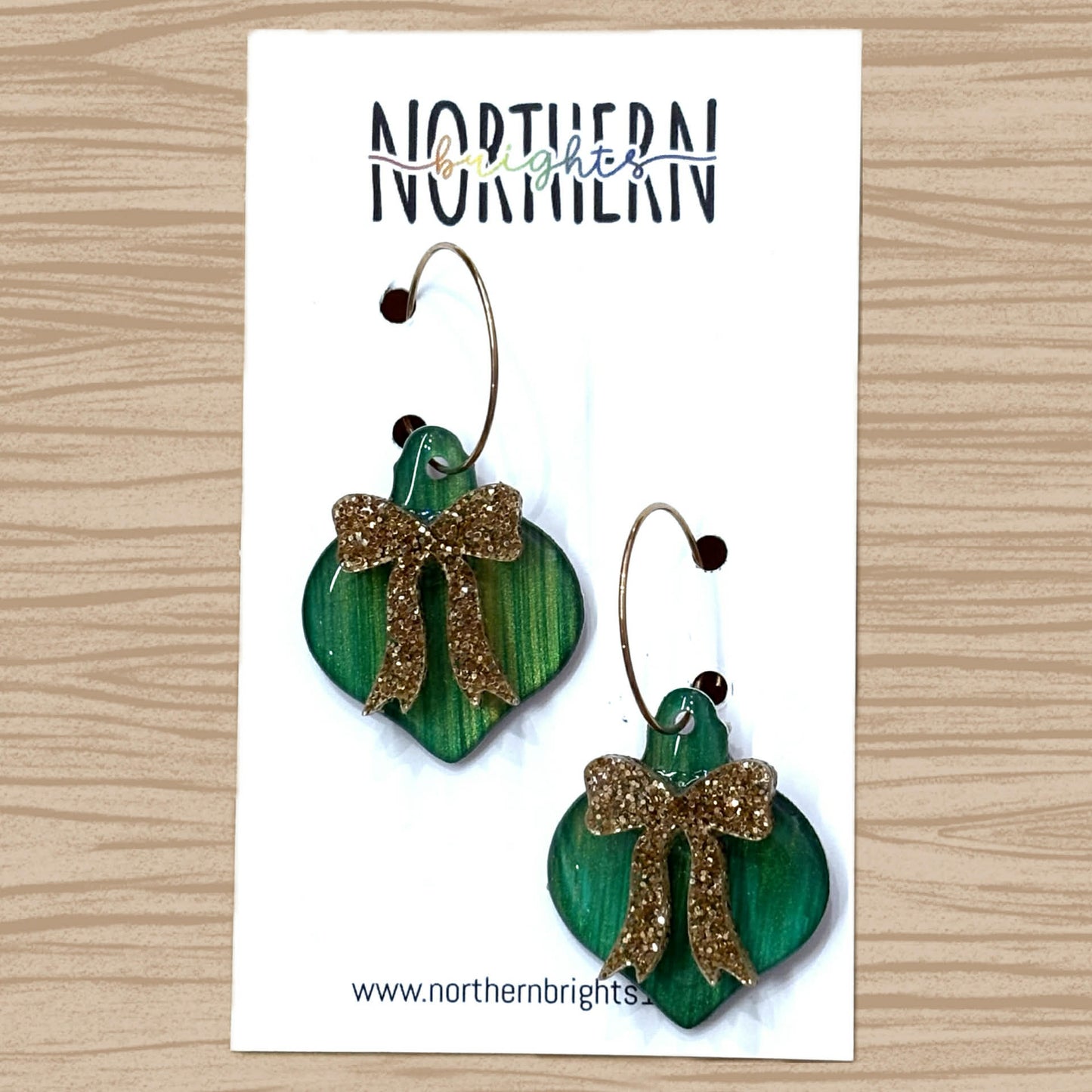 Northern Brights - Bauble Hoops - Mini Green/Gold