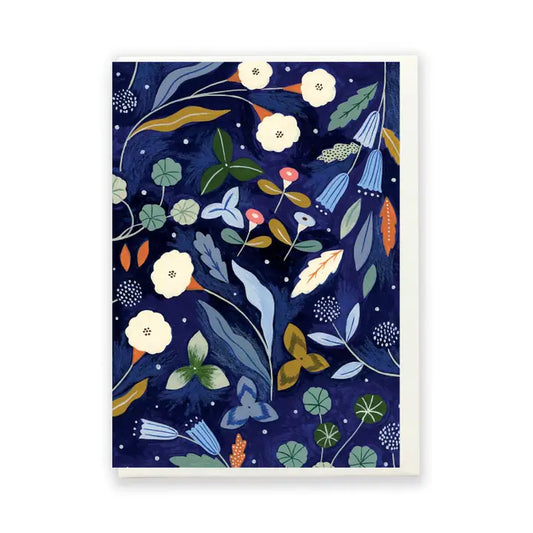 FLORA WAYCOTT - "Dark Blue Garden" Greeting Card