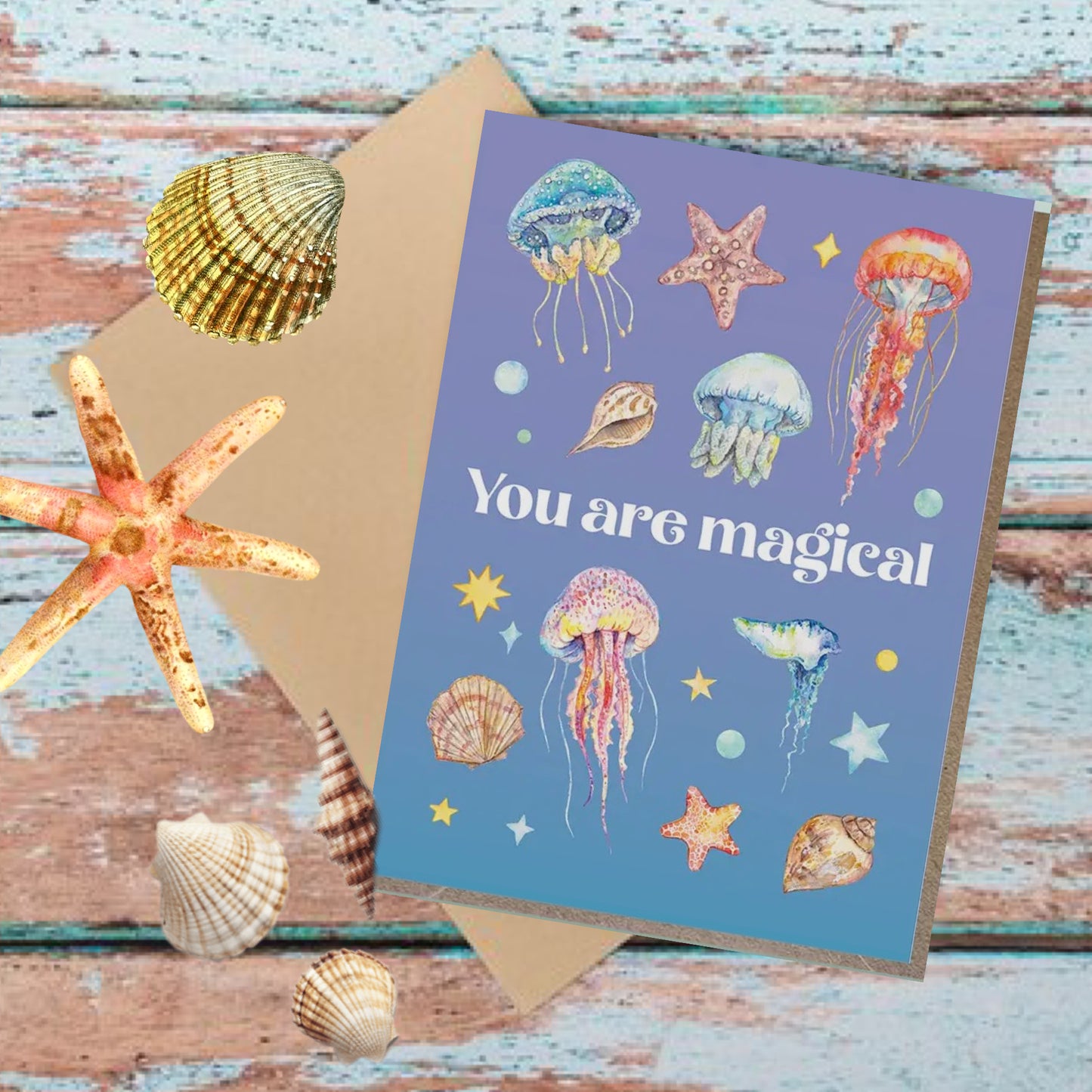WATERCOLOURS BY CAT- "You Are Magical"- Jellyfish Greeting Card