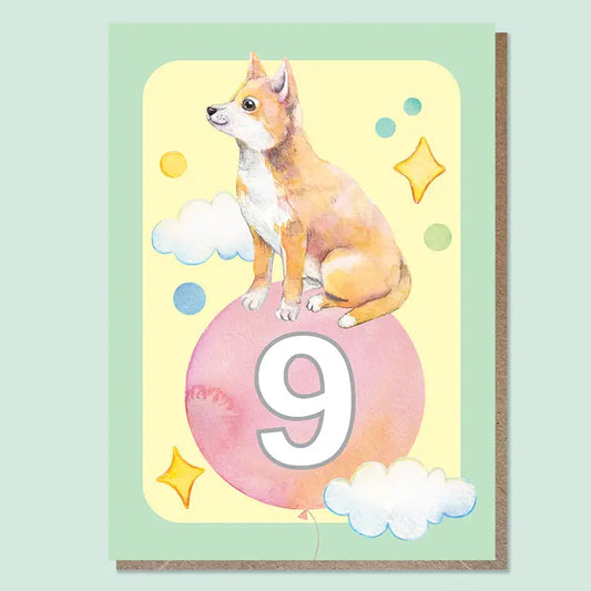 WATERCOLOURS BY CAT- "Nine- Dingo"- Australian Animal Kids Age Card